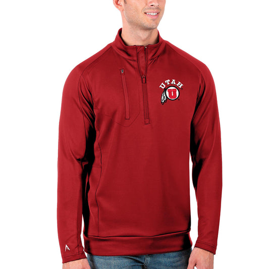 Men's Antigua Red Utah Utes Big & Tall Generation Quarter-Zip Pullover Jacket