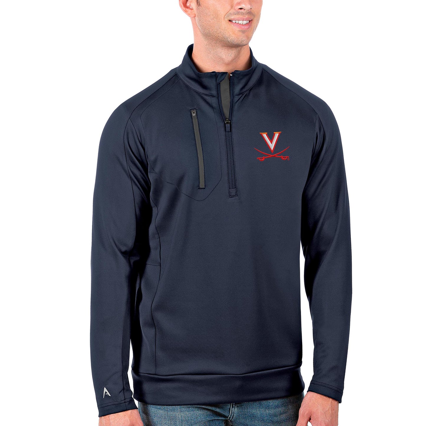 Men's Antigua Navy Virginia Cavaliers Big & Tall Generation Quarter-Zip Pullover Jacket