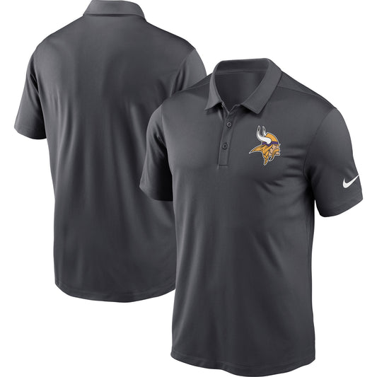 Men's Nike Charcoal Minnesota Vikings Fan Gear Franchise Heat-Sealed Graphic Team Polo