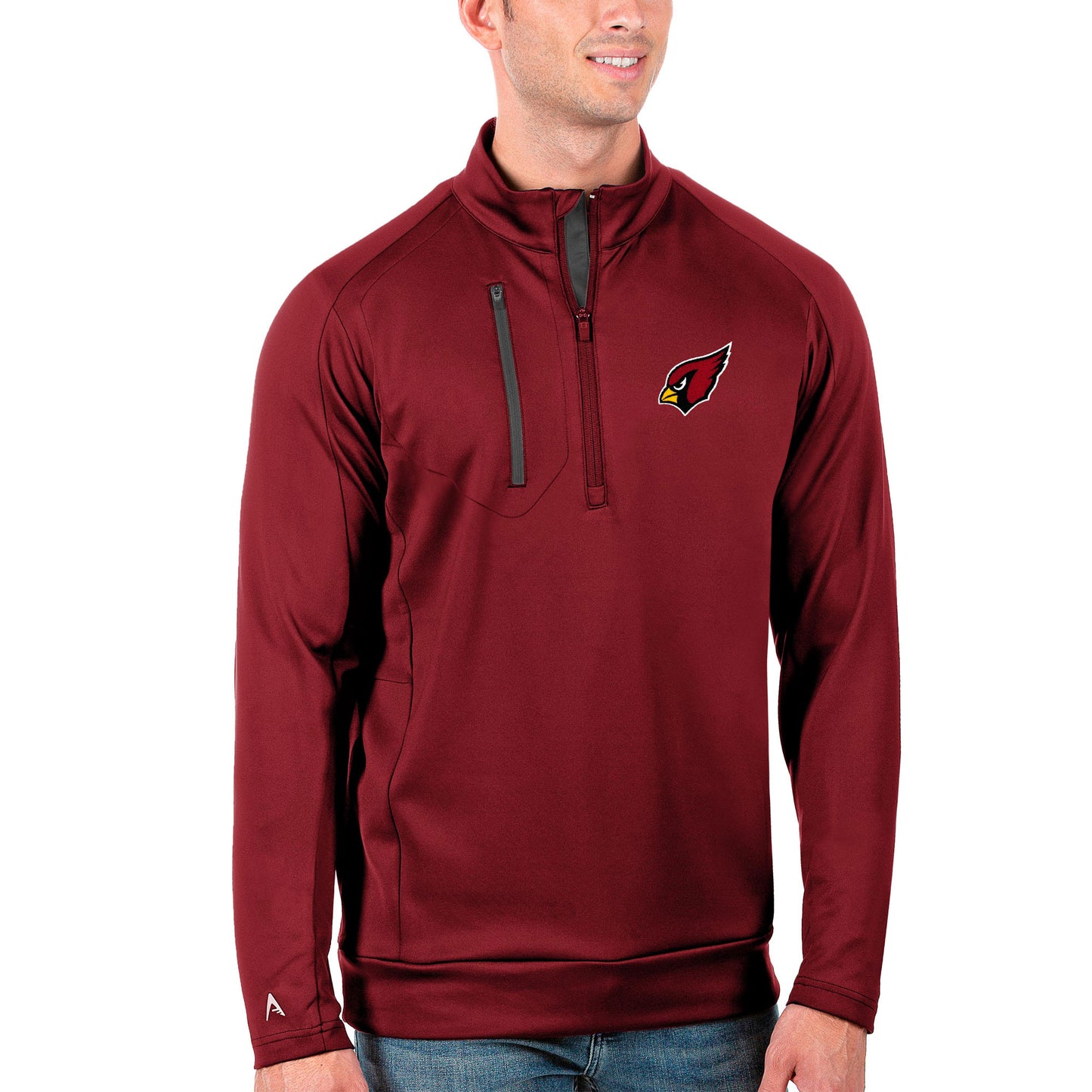 Men's Antigua Cardinal/Charcoal Arizona Cardinals Generation Quarter-Zip Pullover Jacket