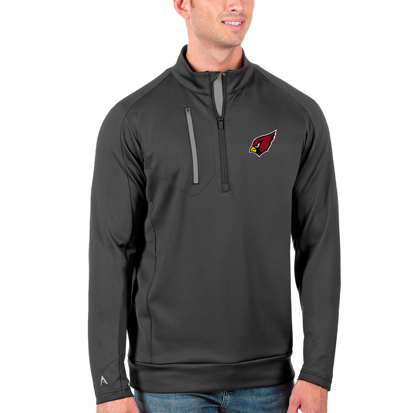 Men's Antigua Charcoal/Silver Arizona Cardinals Generation Quarter-Zip Pullover Jacket