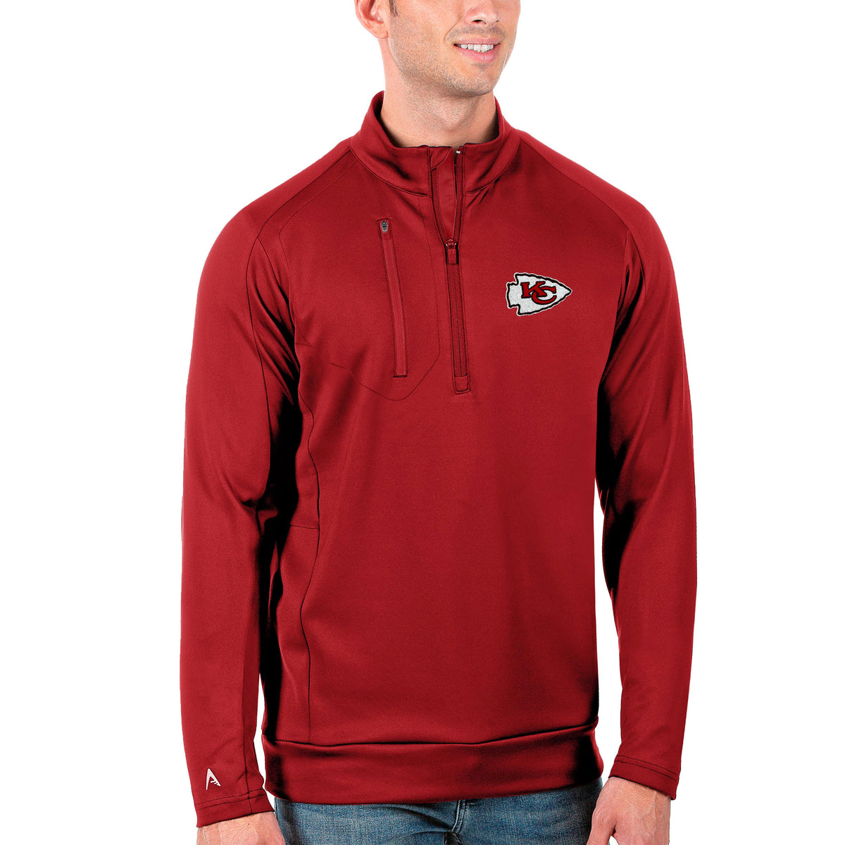 Men's Antigua Red Kansas City Chiefs Generation Quarter-Zip Pullover Jacket