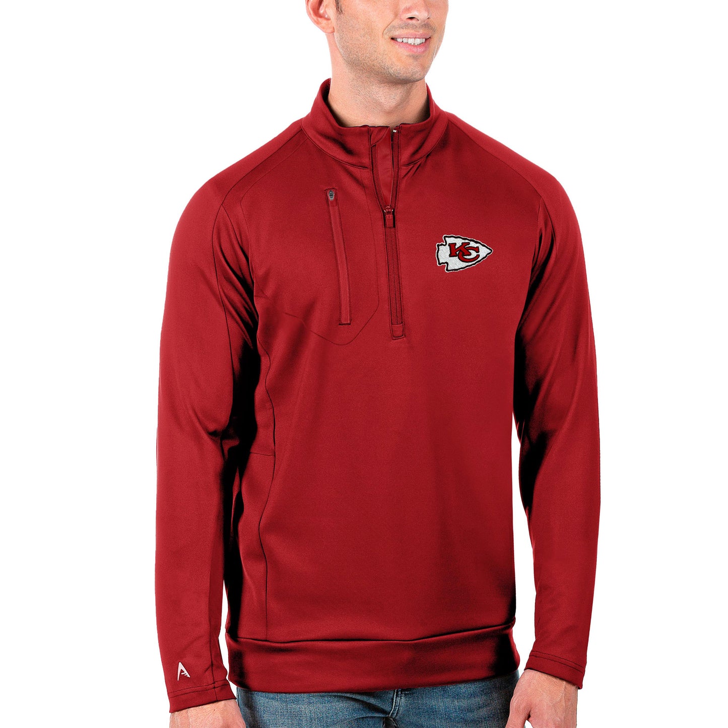 Men's Antigua Red Kansas City Chiefs Generation Quarter-Zip Pullover Jacket