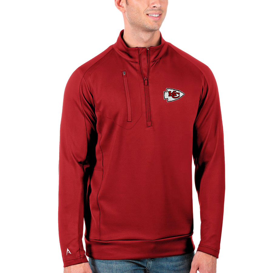 Men's Antigua Red Kansas City Chiefs Generation Quarter-Zip Pullover Jacket