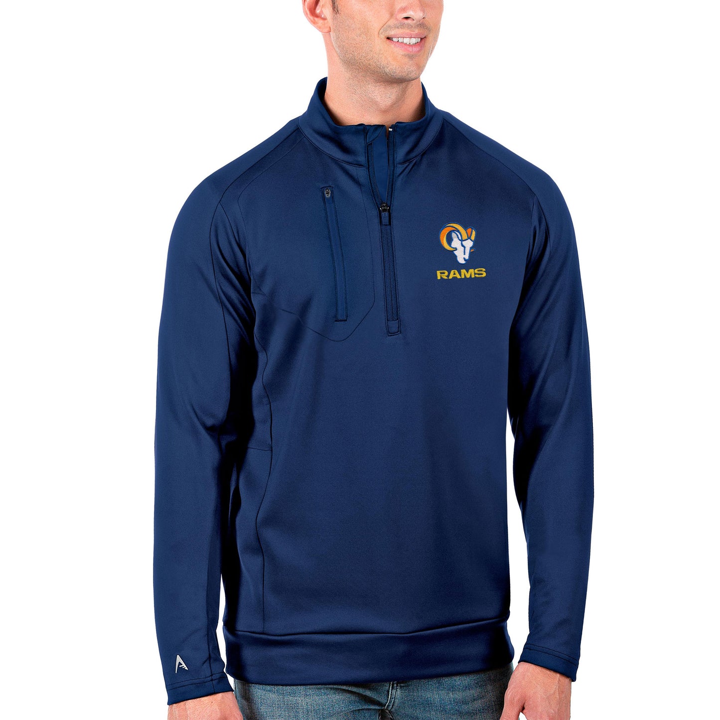 Men's Antigua Royal Los Angeles Rams Generation Quarter-Zip Pullover Jacket