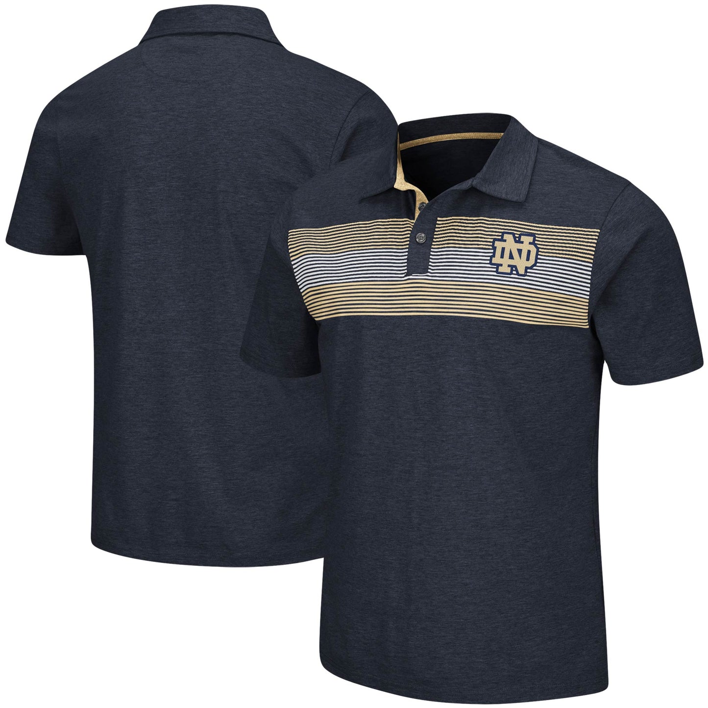 Men's Colosseum Heathered Navy Notre Dame Fighting Irish Logan Polo