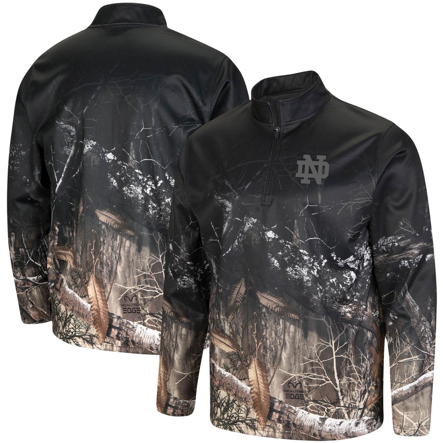 Men's Colosseum Black/Realtree Camo Notre Dame Fighting Irish Creek Quarter-Zip Jacket