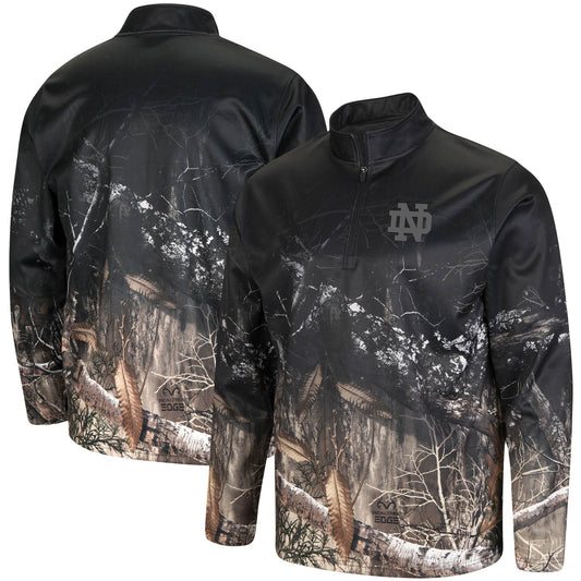 Men's Colosseum Black/Realtree Camo Notre Dame Fighting Irish Creek Quarter-Zip Jacket