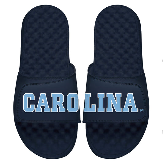 Youth ISlide Navy North Carolina Tar Heels Wordmark Split Slide Sandals