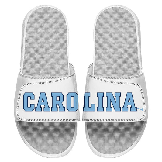 Youth ISlide White North Carolina Tar Heels Wordmark Split Slide Sandals