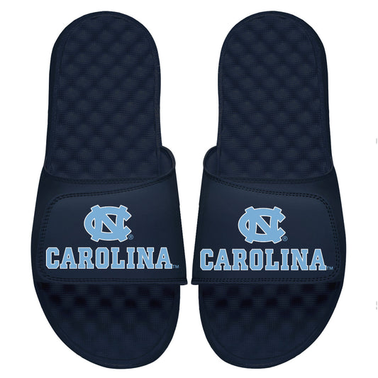 Youth ISlide Navy North Carolina Tar Heels Wordmark Logo Slide Sandals