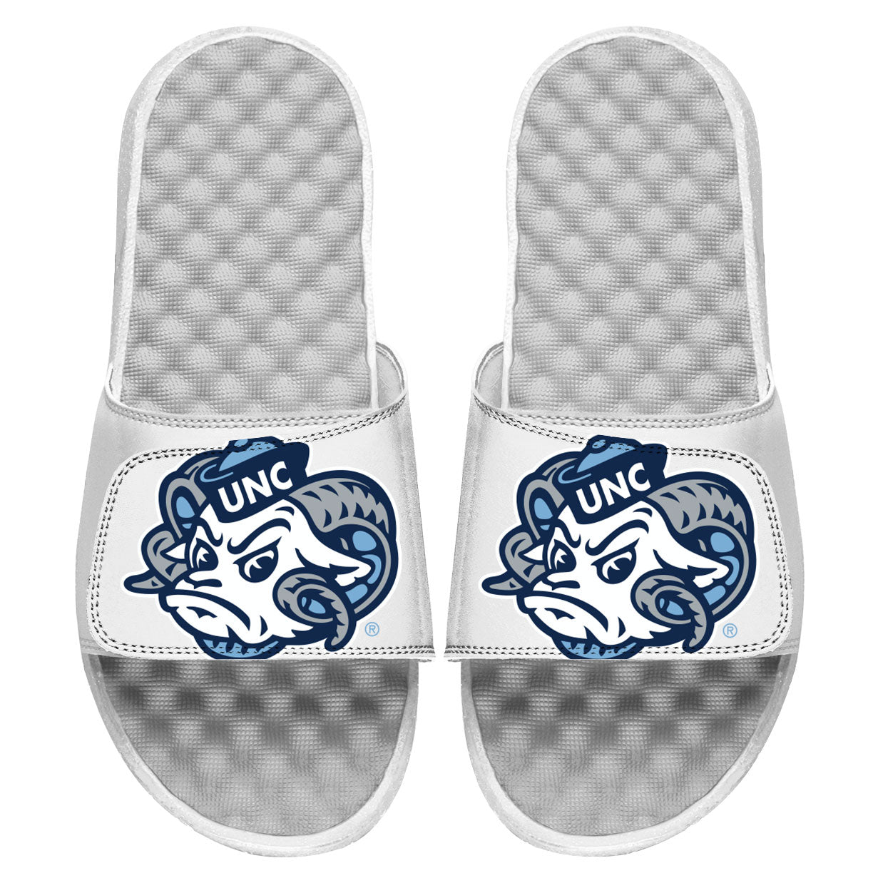 Youth ISlide White North Carolina Tar Heels Blown Up Mascot Slide Sandals