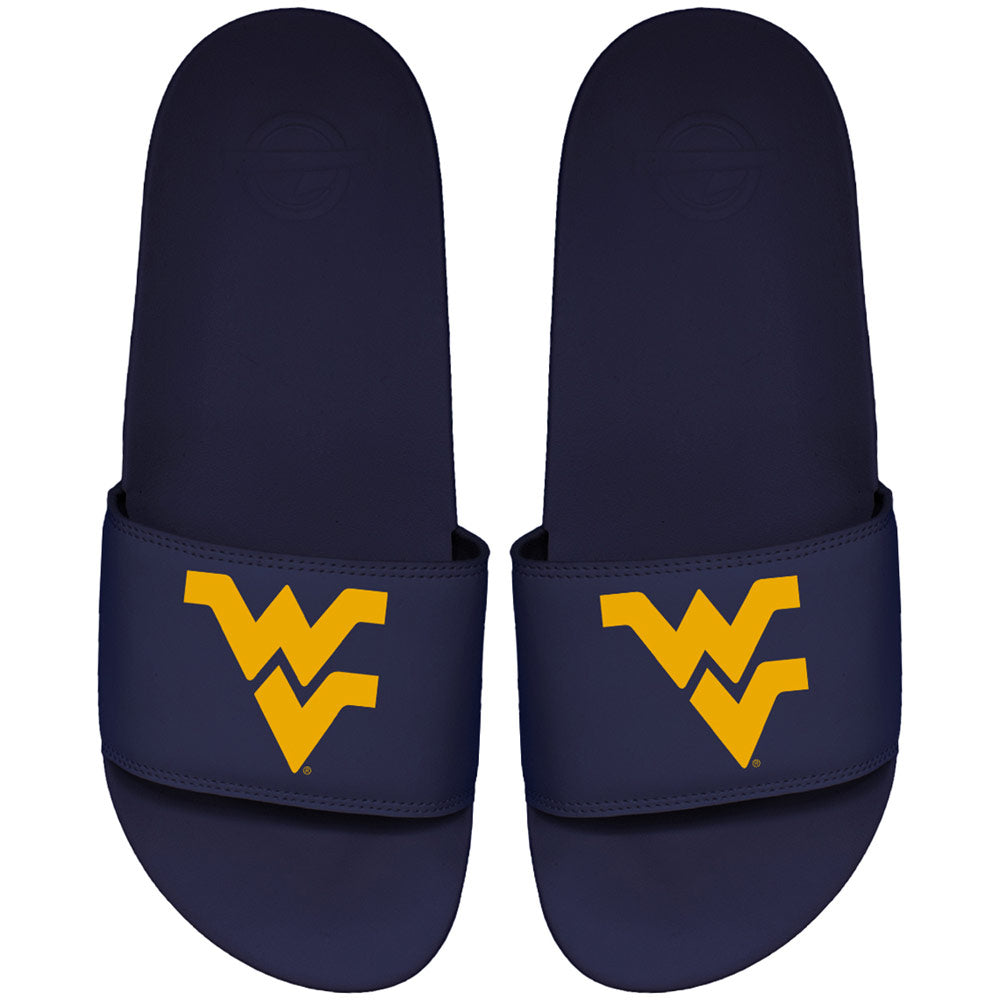 Youth ISlide Navy West Virginia Mountaineers Primary Motto Slide Sandals