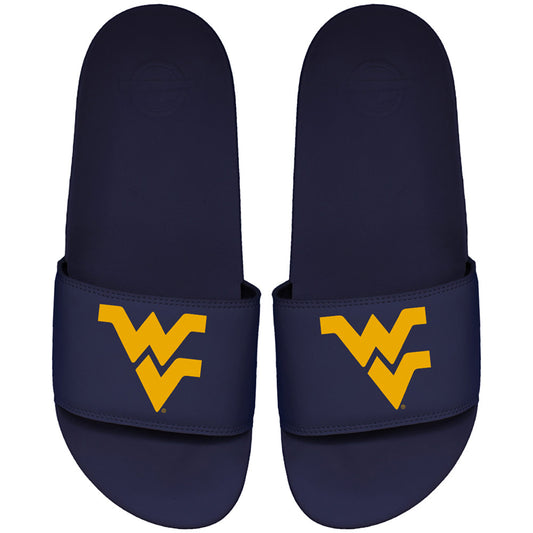 Youth ISlide Navy West Virginia Mountaineers Primary Motto Slide Sandals