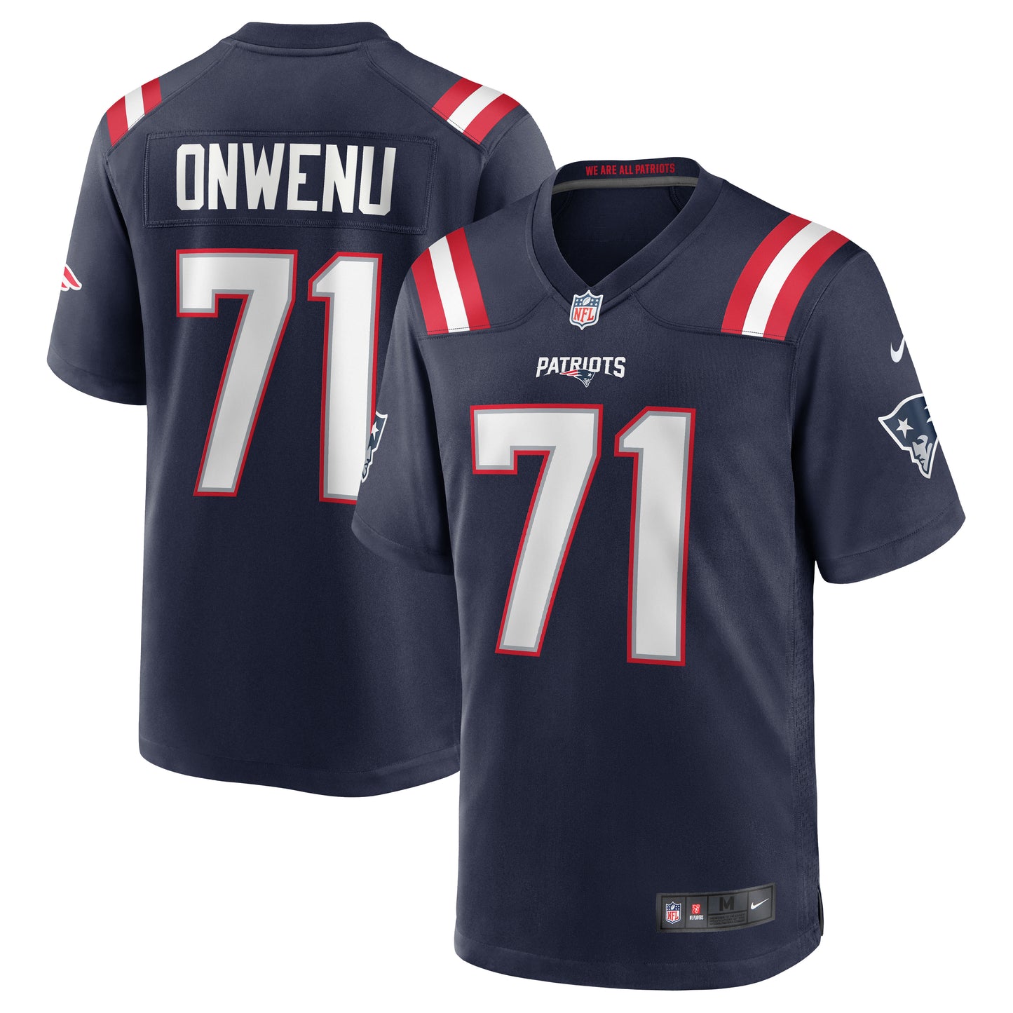 Men's Nike Mike Onwenu Navy New England Patriots Team Game Jersey