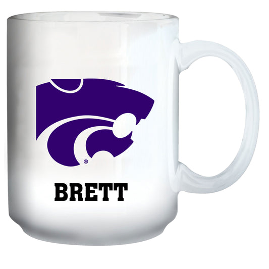 White Kansas State Wildcats 15oz. Personalized Mug