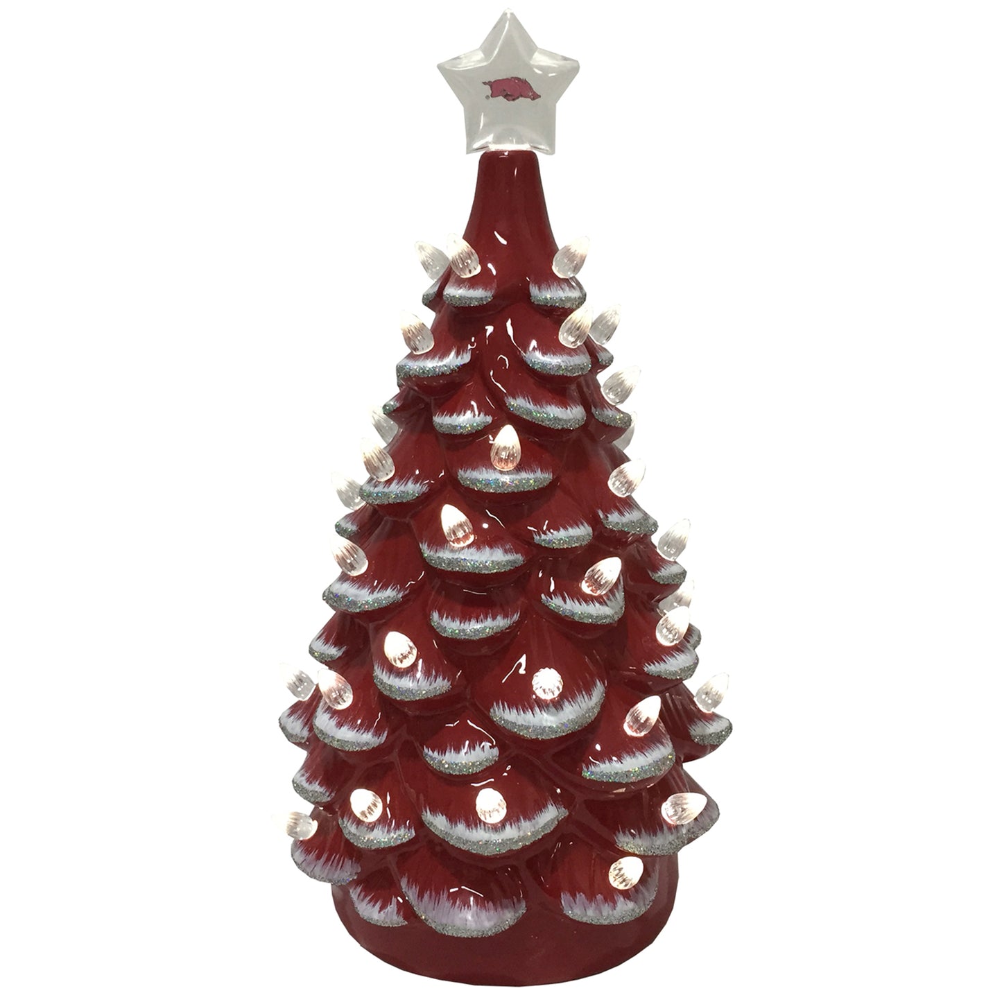 Cardinal/Black Arkansas Razorbacks 14'' Ceramic Tree
