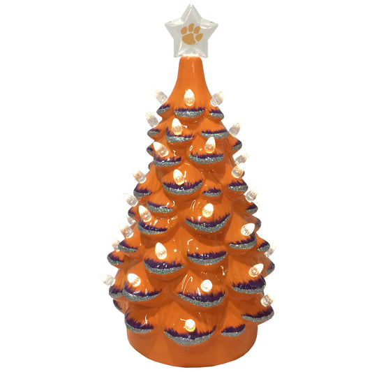 Orange Clemson Tigers 14'' Ceramic Tree