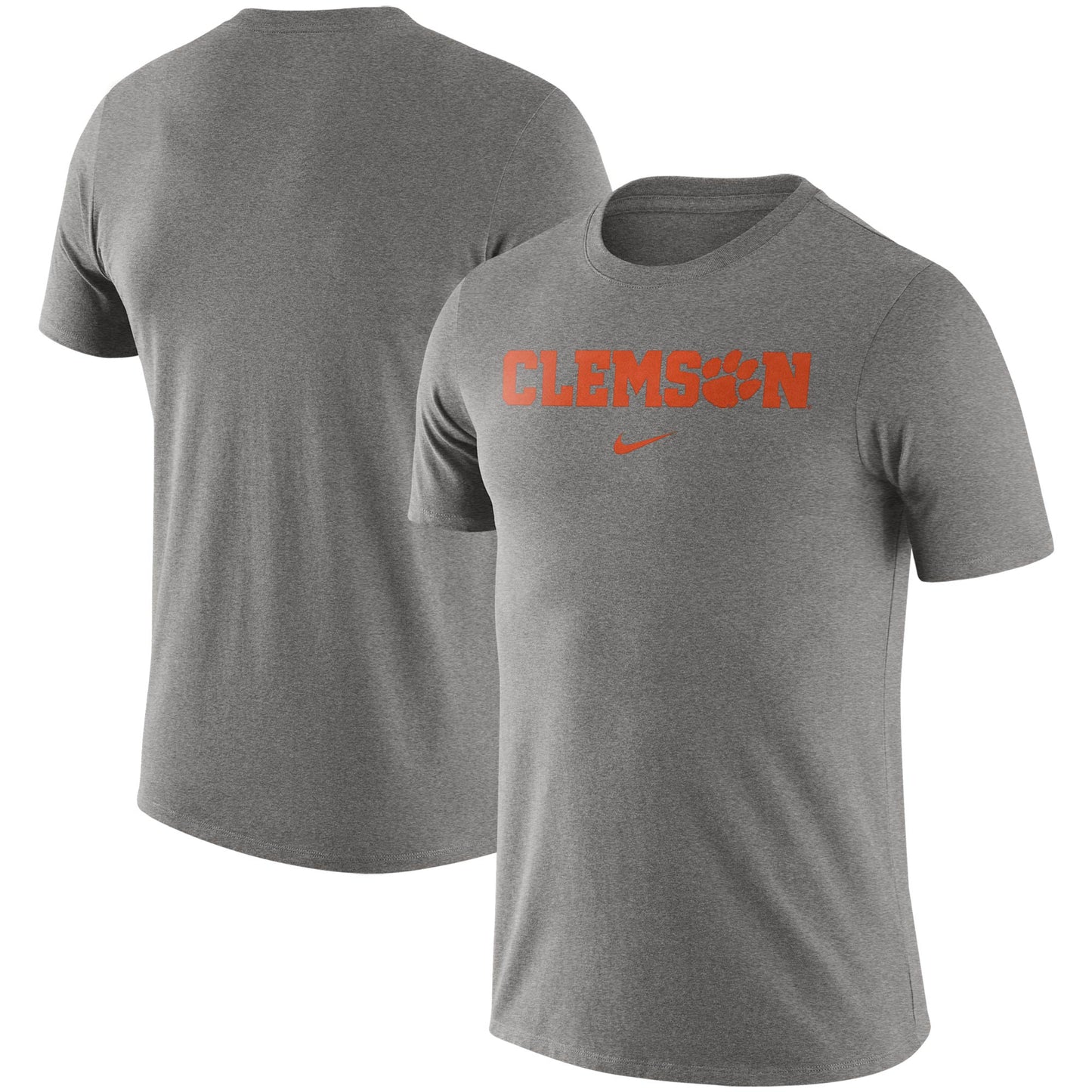 Men's Nike Heathered Gray Clemson Tigers Essential Wordmark T-Shirt