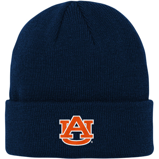 Youth Navy Auburn Tigers Jacquard Texture Cuffed Knit Hat