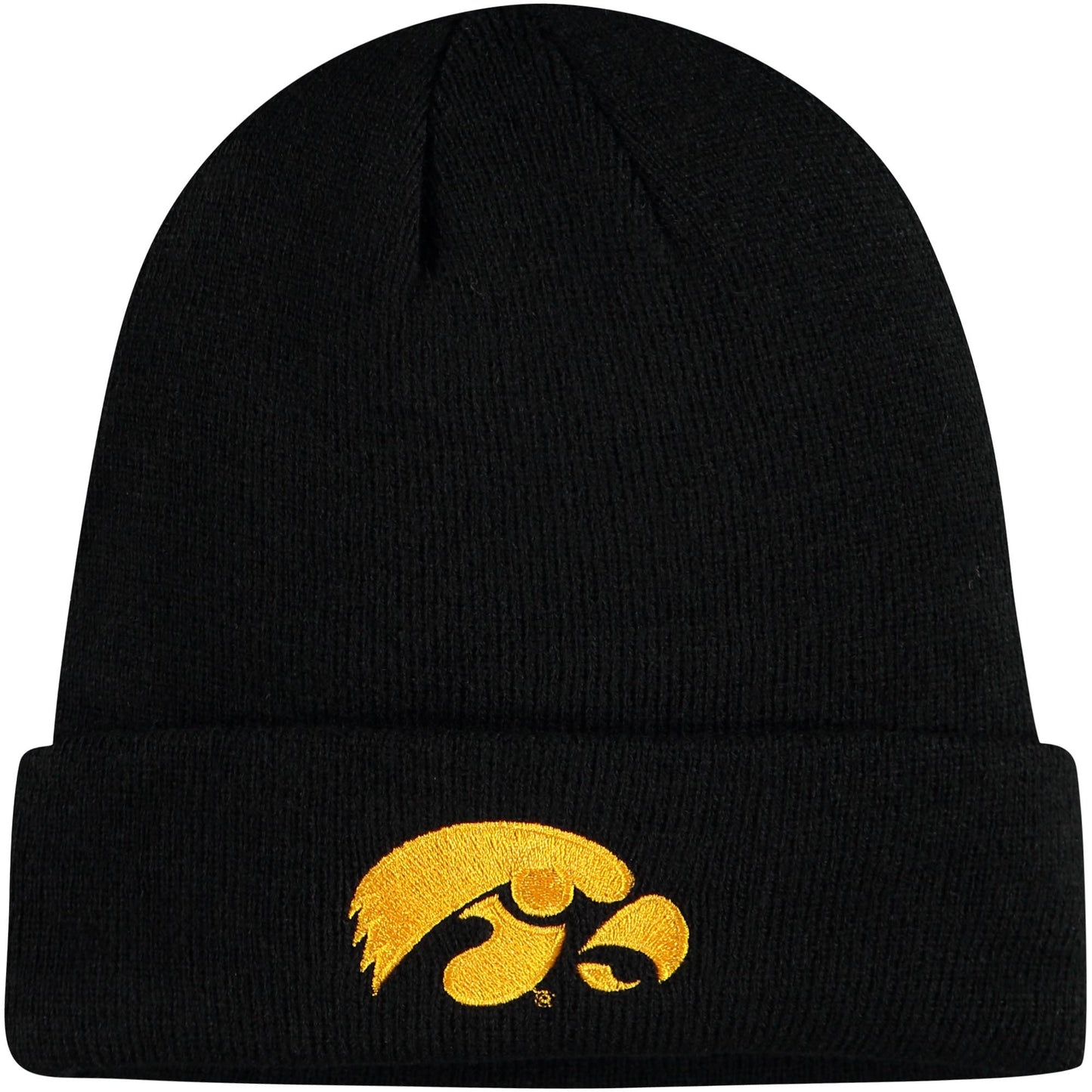 Youth Black Iowa Hawkeyes Jacquard Texture Cuffed Knit Hat