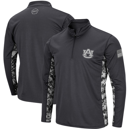 Men's Colosseum Charcoal Auburn Tigers OHT Military Appreciation Digital Camo Lightweight Quarter-Zip Pullover