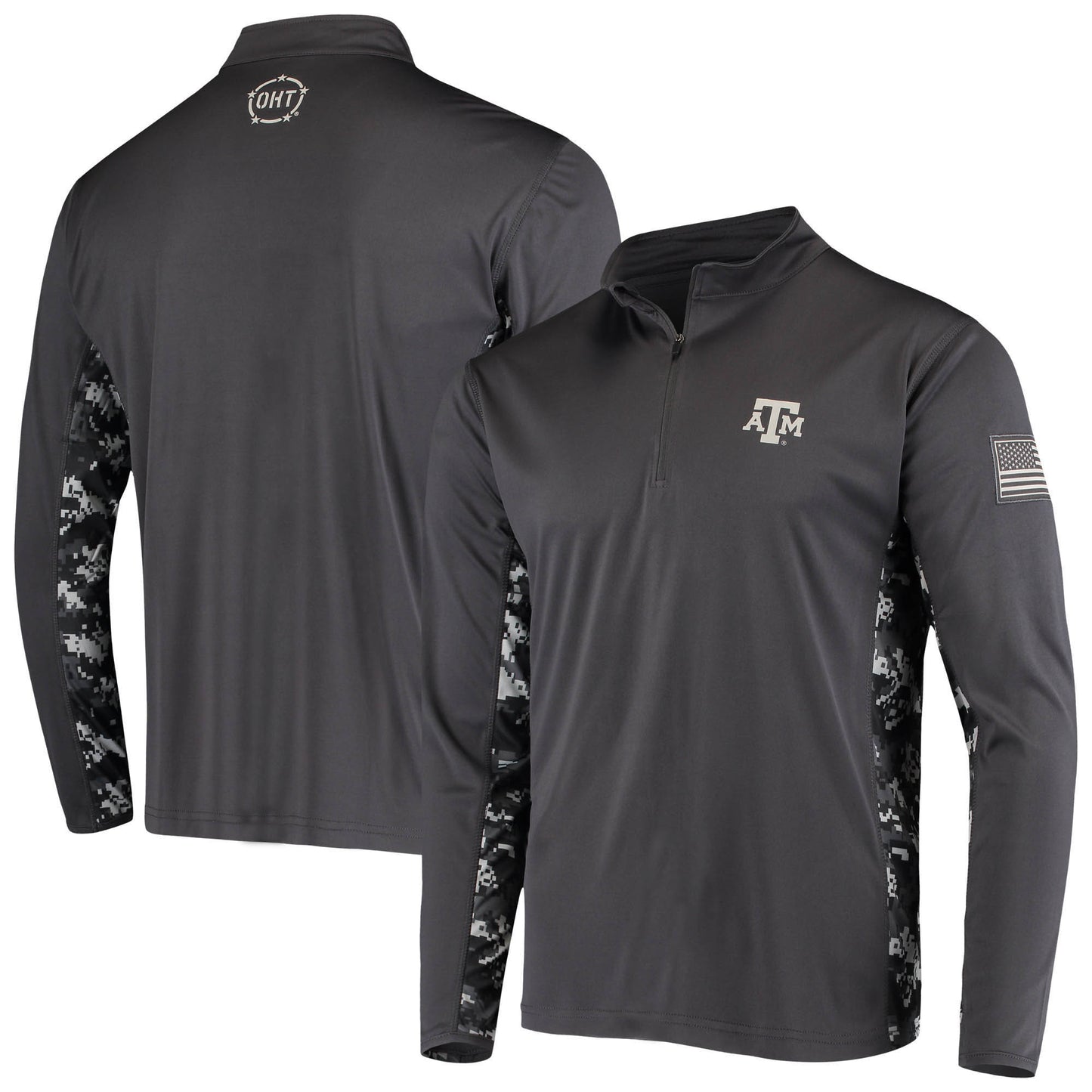 Men's Colosseum Charcoal Texas A&M Aggies OHT Military Appreciation Digital Camo Lightweight Quarter-Zip Pullover