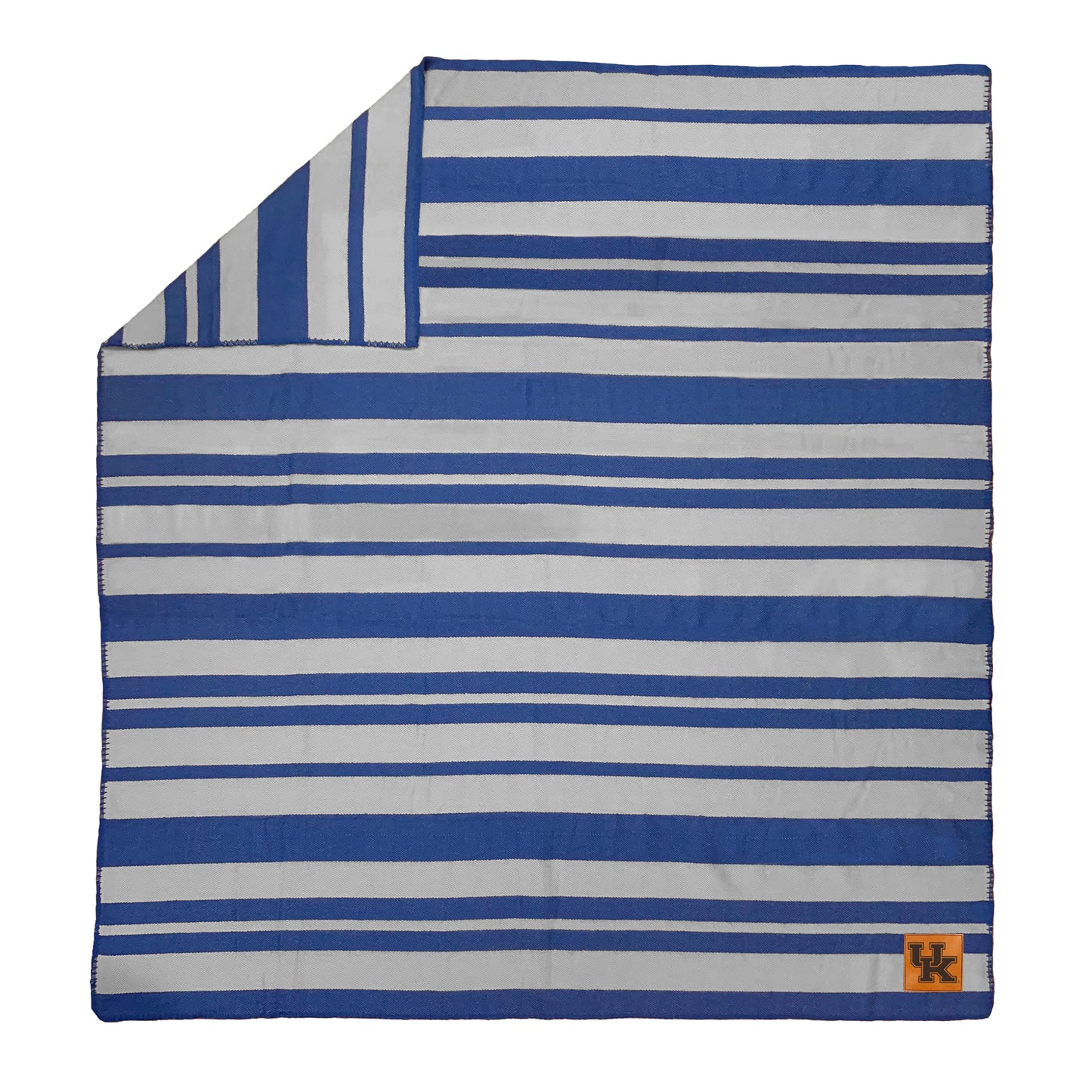 Kentucky Wildcats Acrylic Stripe Blanket with Faux Leather Logo Patch