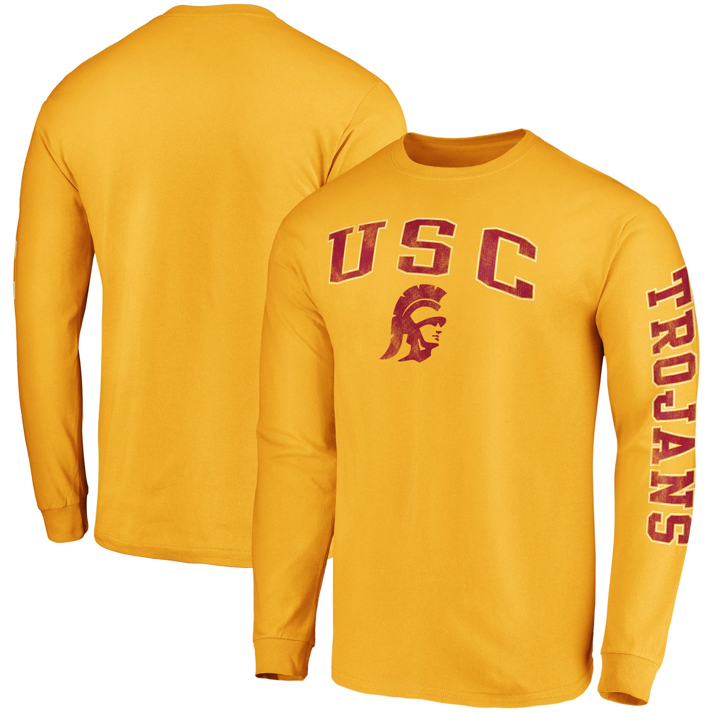 Youth Fanatics Gold USC Trojans Distressed Arch Logo Long Sleeve T-Shirt