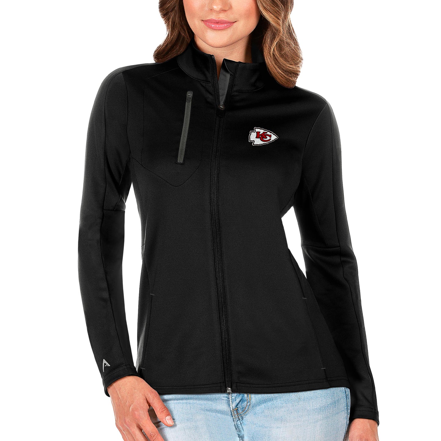 Women's Antigua Black/Charcoal Kansas City Chiefs Generation Full-Zip Jacket