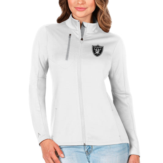 Women's Antigua White/Silver Las Vegas Raiders Generation Full-Zip Jacket