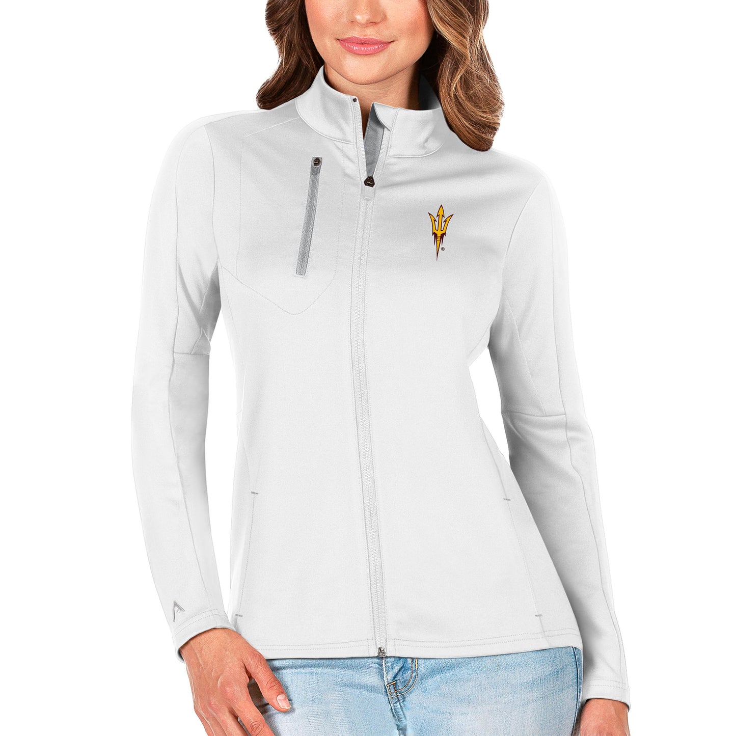 Women's Antigua White/Silver Arizona State Sun Devils Generation Full-Zip Jacket