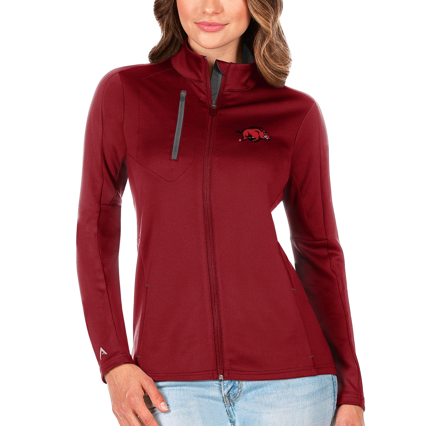 Women's Antigua Cardinal/Graphite Arkansas Razorbacks Generation Full-Zip Jacket
