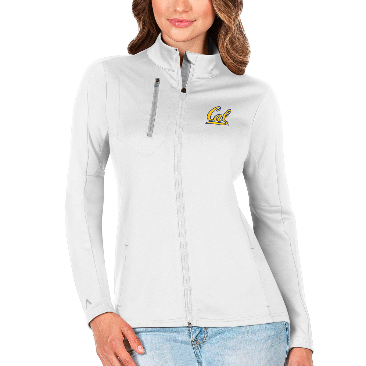 Women's Antigua White/Silver Cal Bears Generation Full-Zip Jacket