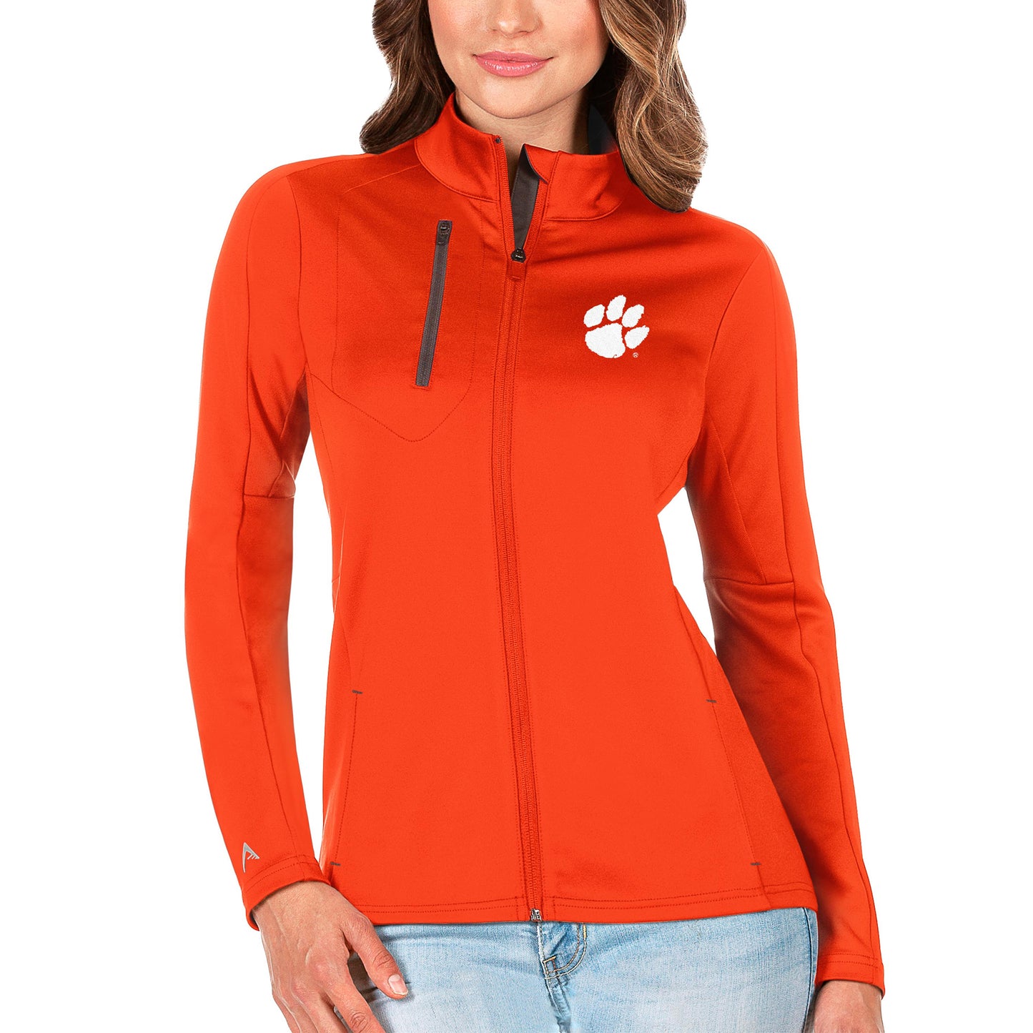 Women's Antigua Orange/Graphite Clemson Tigers Generation Full-Zip Jacket