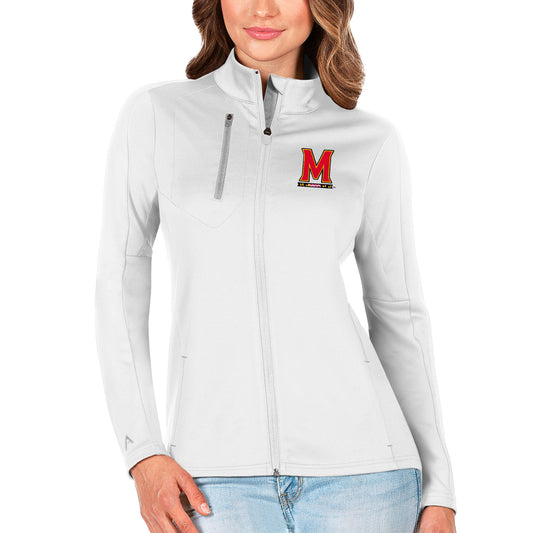 Women's Antigua White/Silver Maryland Terrapins Generation Full-Zip Jacket