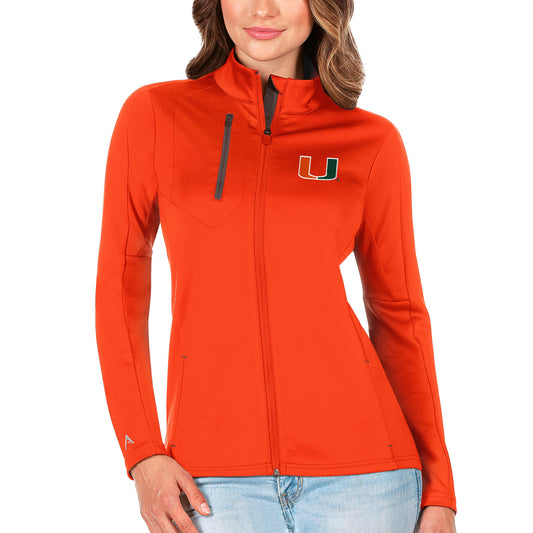 Women's Antigua Orange/Graphite Miami Hurricanes Generation Full-Zip Jacket