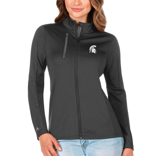 Women's Antigua Graphite/Silver Michigan State Spartans Generation Full-Zip Jacket