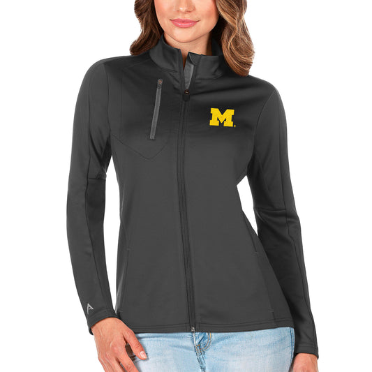 Women's Antigua Graphite/Silver Michigan Wolverines Generation Full-Zip Jacket