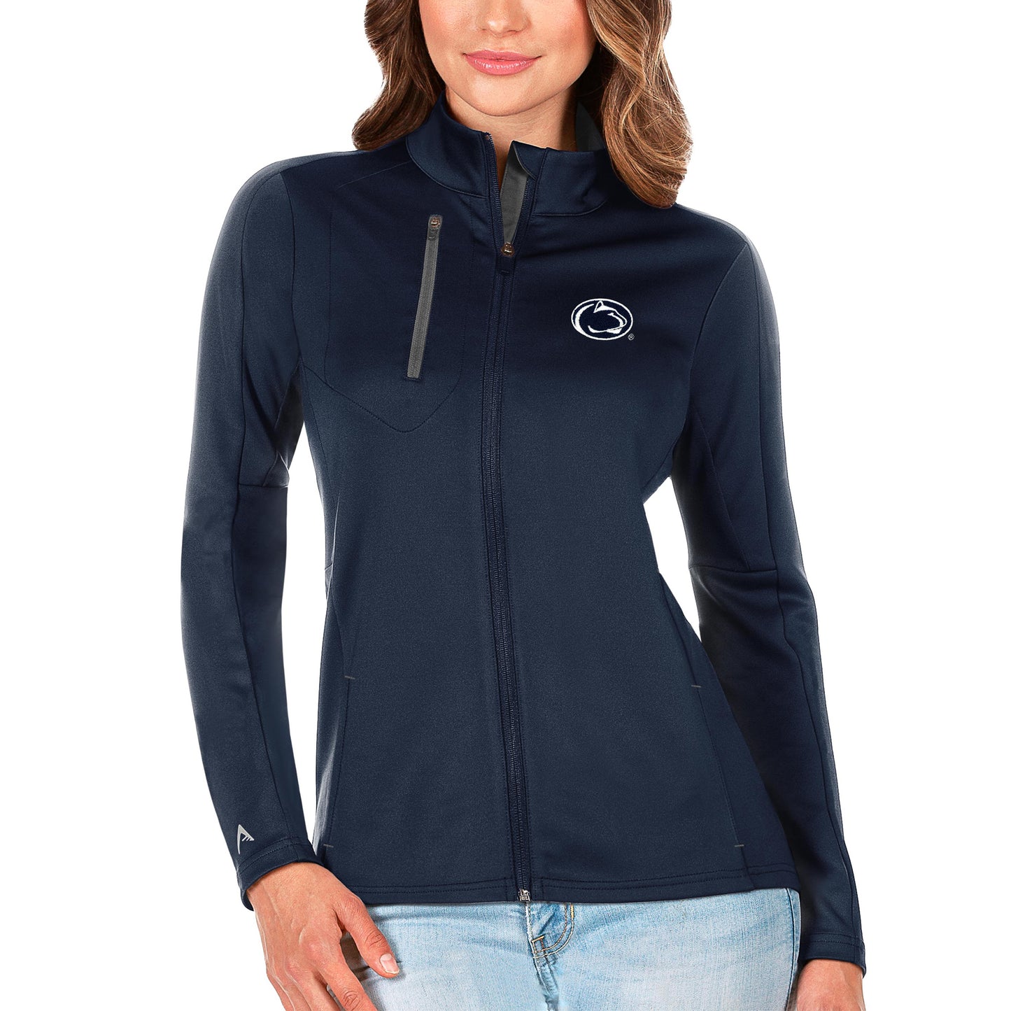 Women's Antigua Navy/Graphite Penn State Nittany Lions Generation Full-Zip Jacket