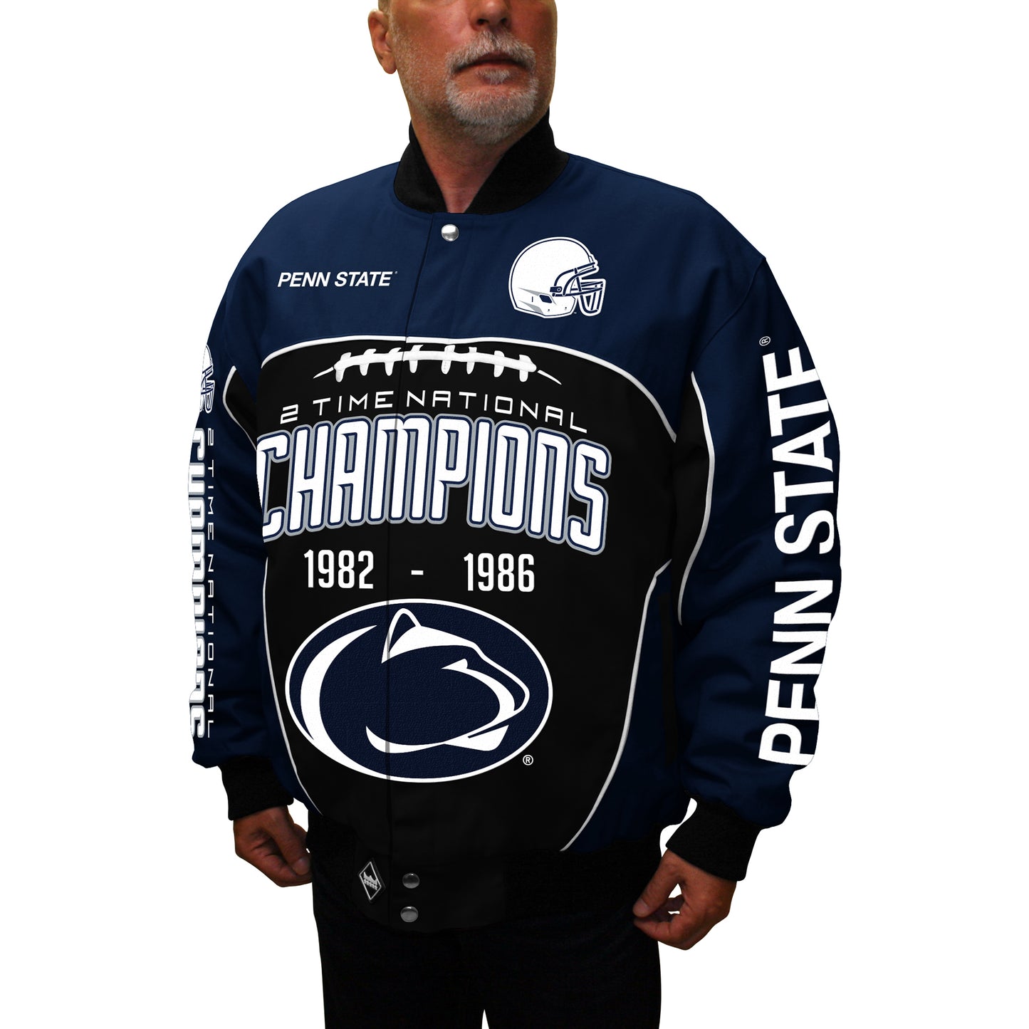 Men's Franchise Club Navy Penn State Nittany Lions 2-Time National Champions Commemorative Twill Full-Snap Jacket