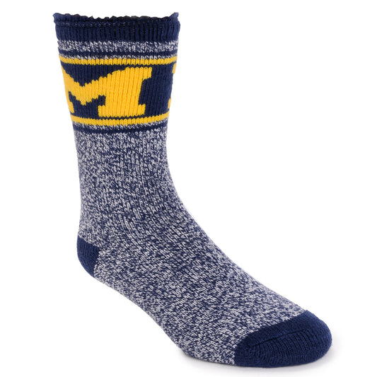 Muk Luks Navy Michigan Wolverines Game Day Heat Retainer Thermal Socks