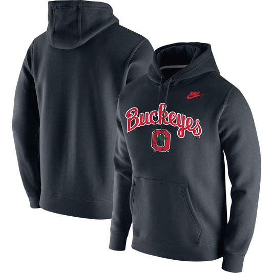 Men's Nike Black Ohio State Buckeyes Script Vintage School Logo Pullover Hoodie