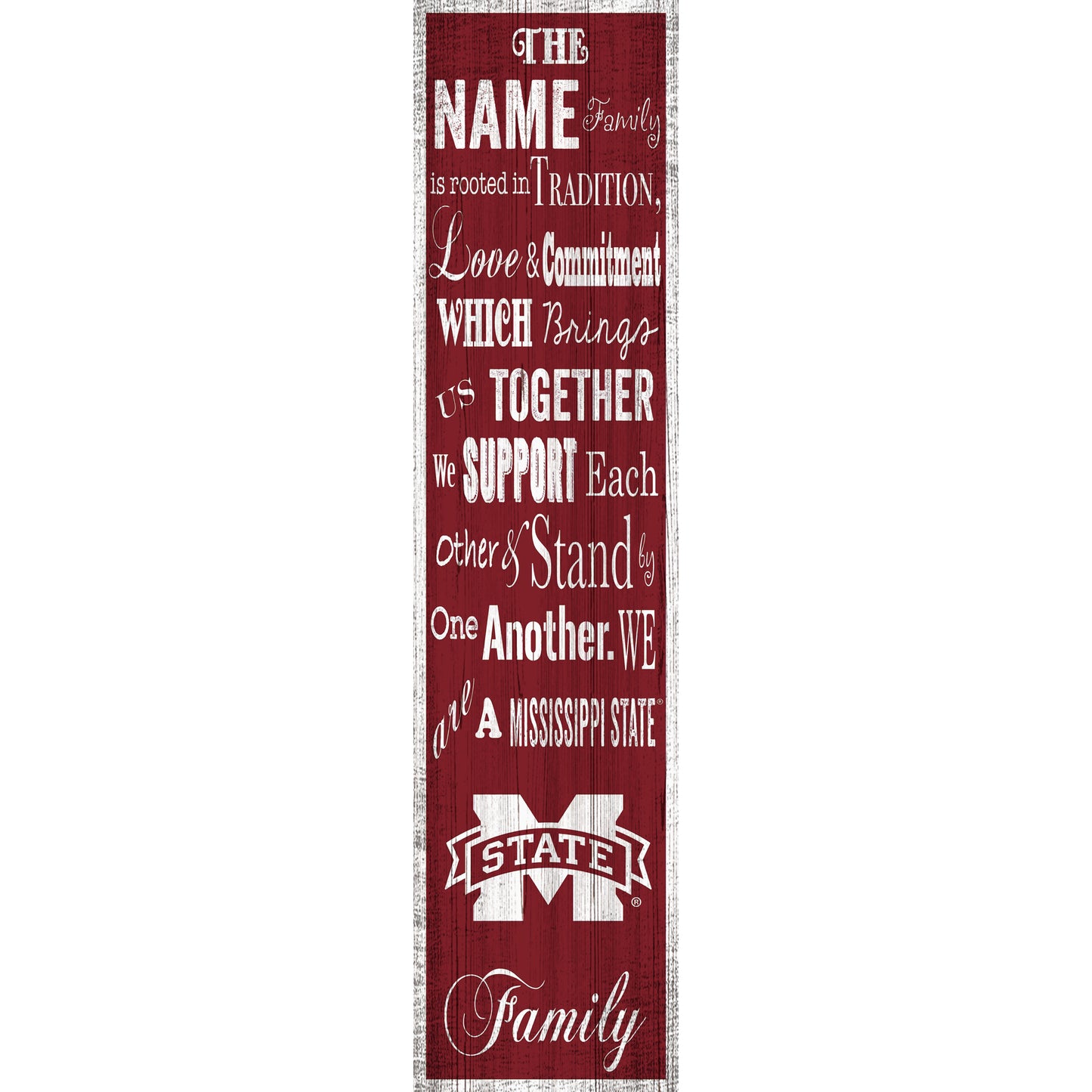 Mississippi State Bulldogs 6'' x 24'' Personalized Family Banner Sign