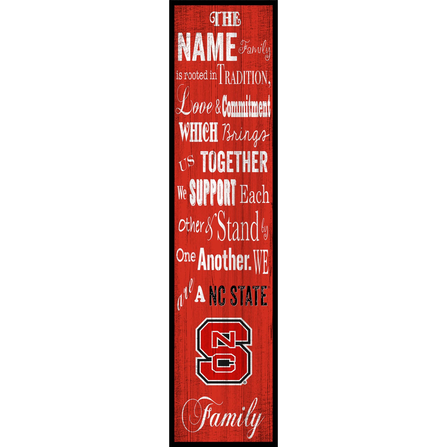 NC State Wolfpack 6'' x 24'' Personalized Family Banner Sign