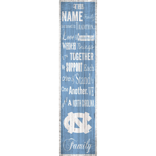 North Carolina Tar Heels 6'' x 24'' Personalized Family Banner Sign