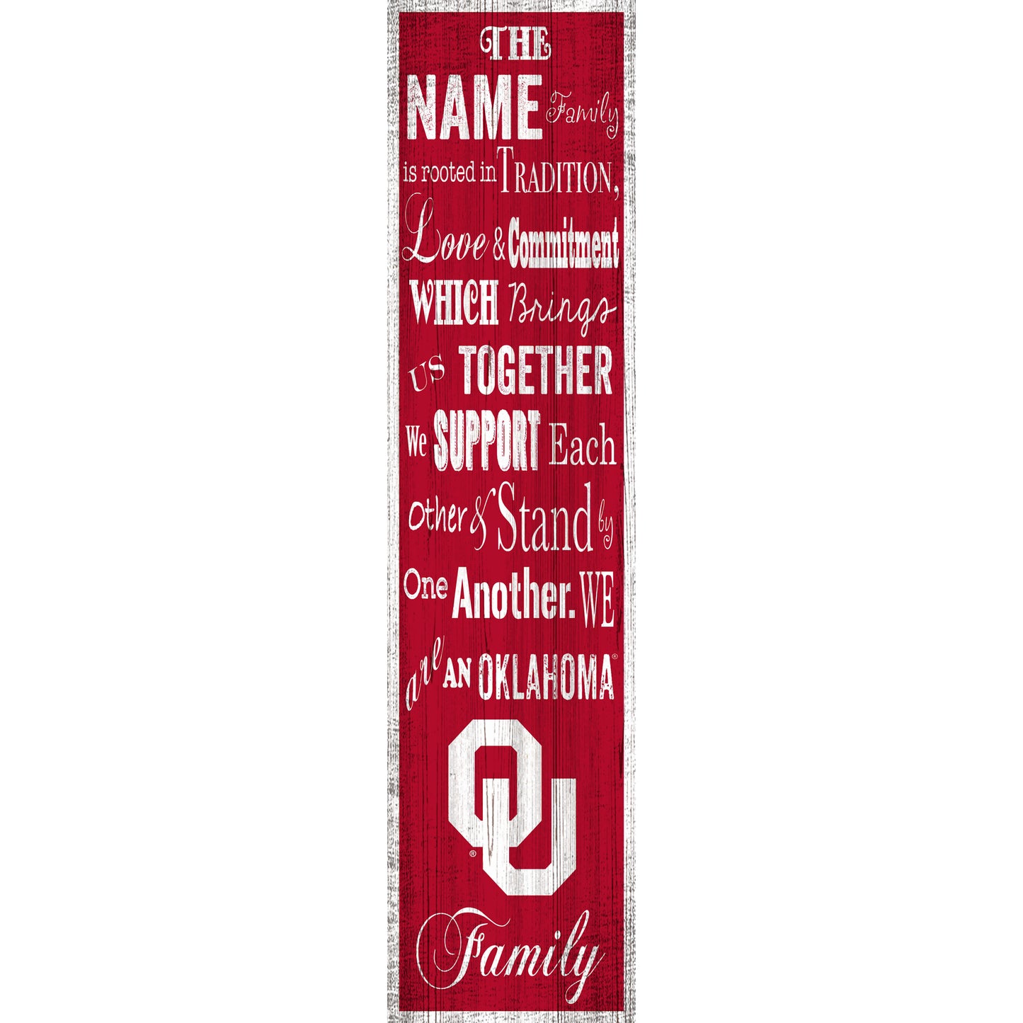 Oklahoma Sooners 6'' x 24'' Personalized Family Banner Sign