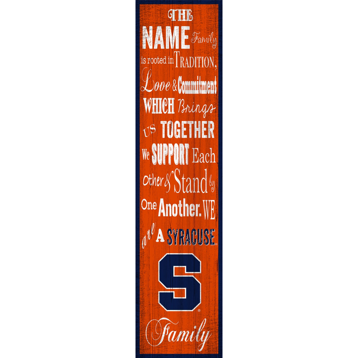 Syracuse Orange 6'' x 24'' Personalized Family Banner Sign