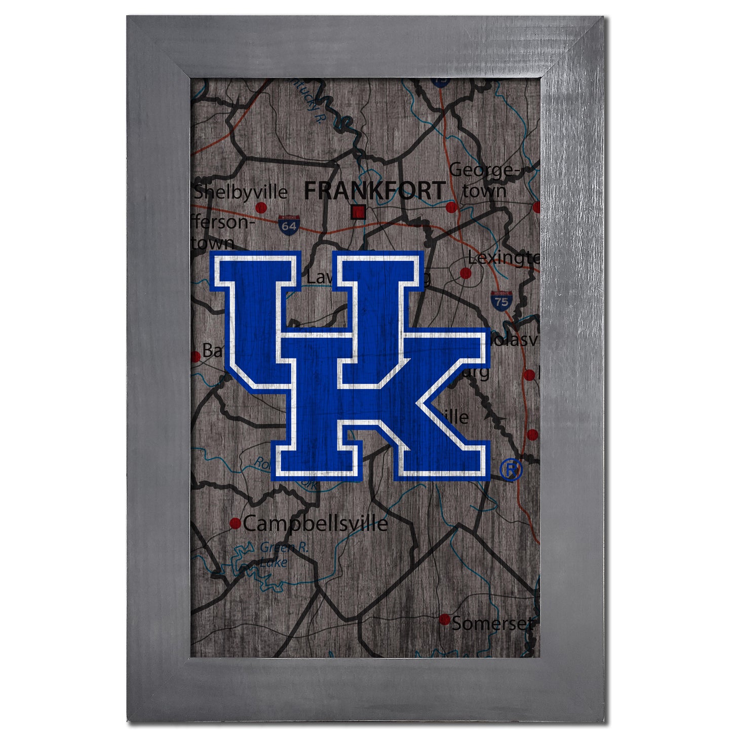 Kentucky Wildcats 11'' x 19'' Framed Team City Map Sign