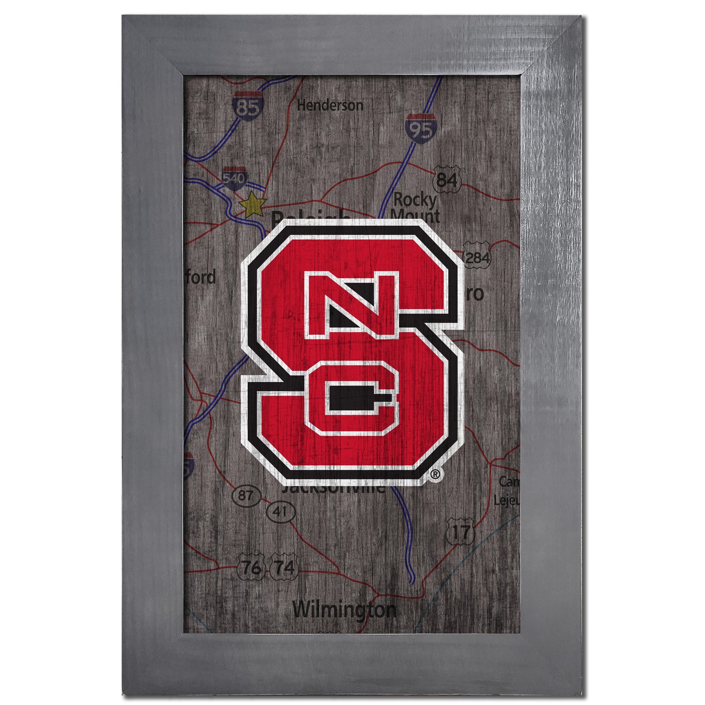 NC State Wolfpack 11'' x 19'' Framed Team City Map Sign